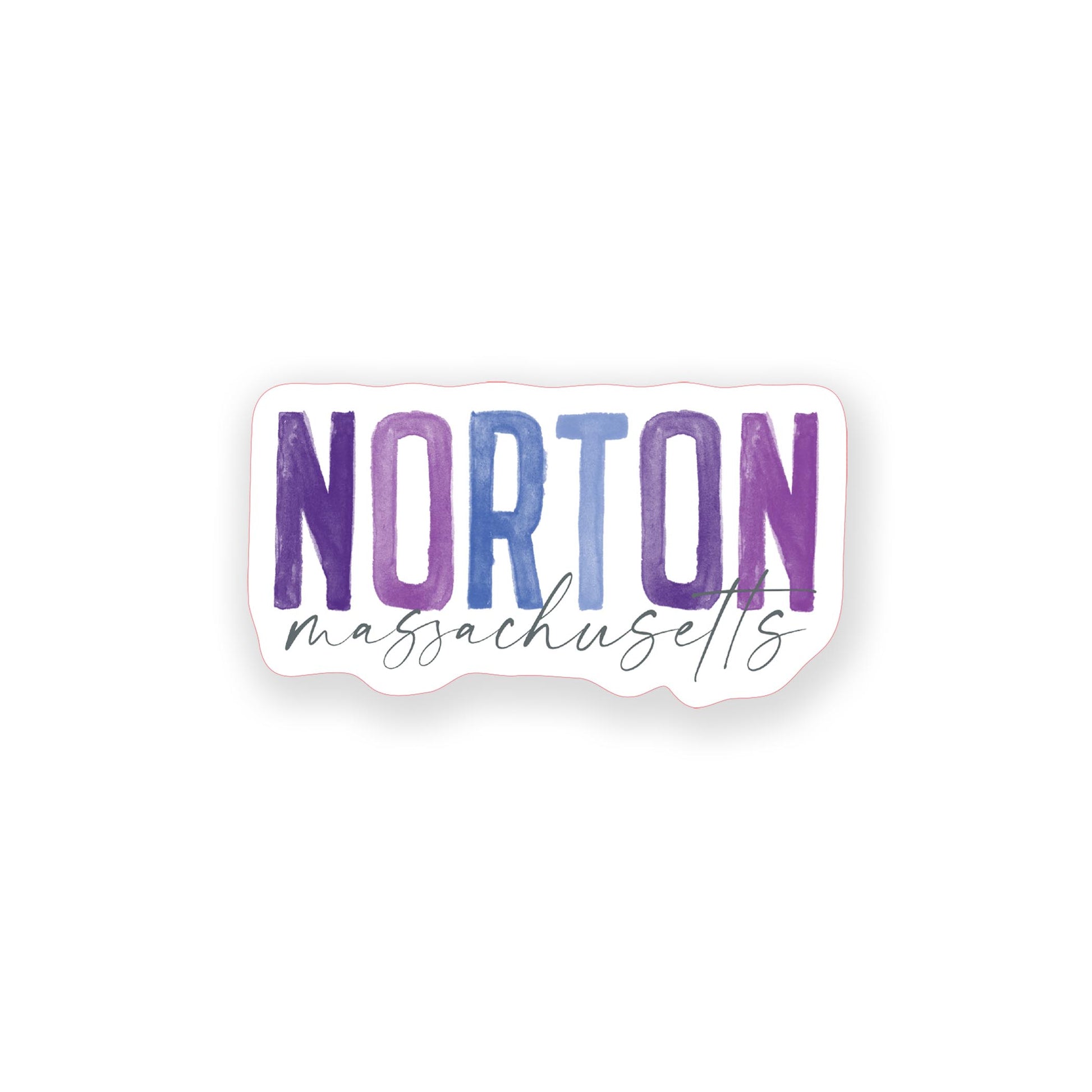 Vinyl Magnet-Watercolor City Purple Norton Massachusetts -0
