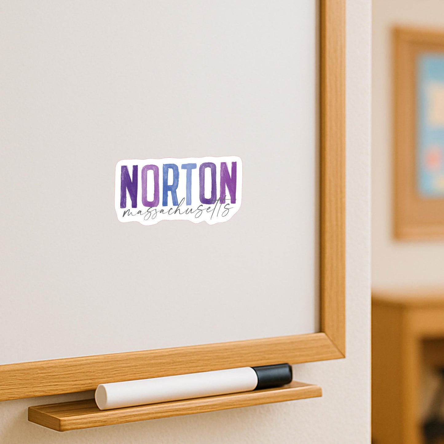 Vinyl Magnet-Watercolor City Purple Norton Massachusetts -3