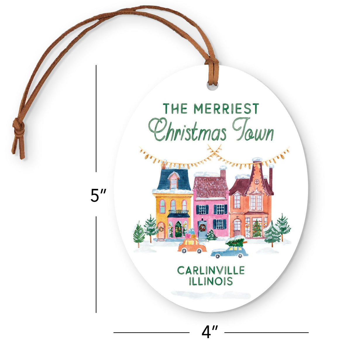 Oval Ornament-The Merriest Christmas Town Carlinville Illinois -4