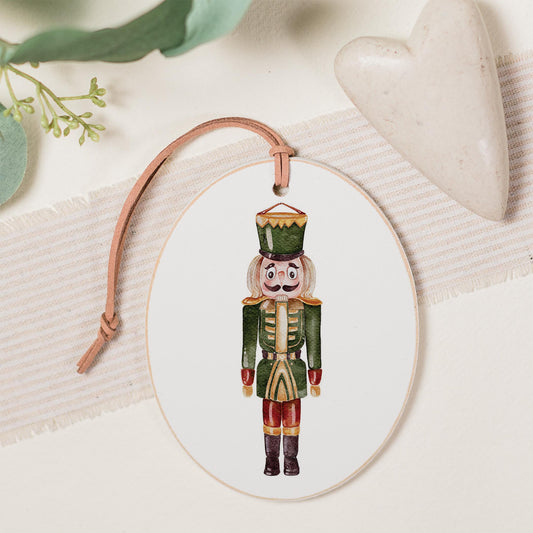 Oval Ornament-Green Nutcracker -0