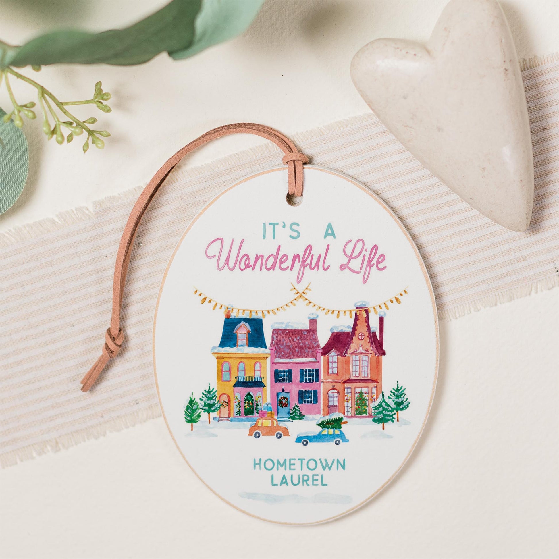 Oval Ornament-It's A Wonderful Life Hometown Laurel -0