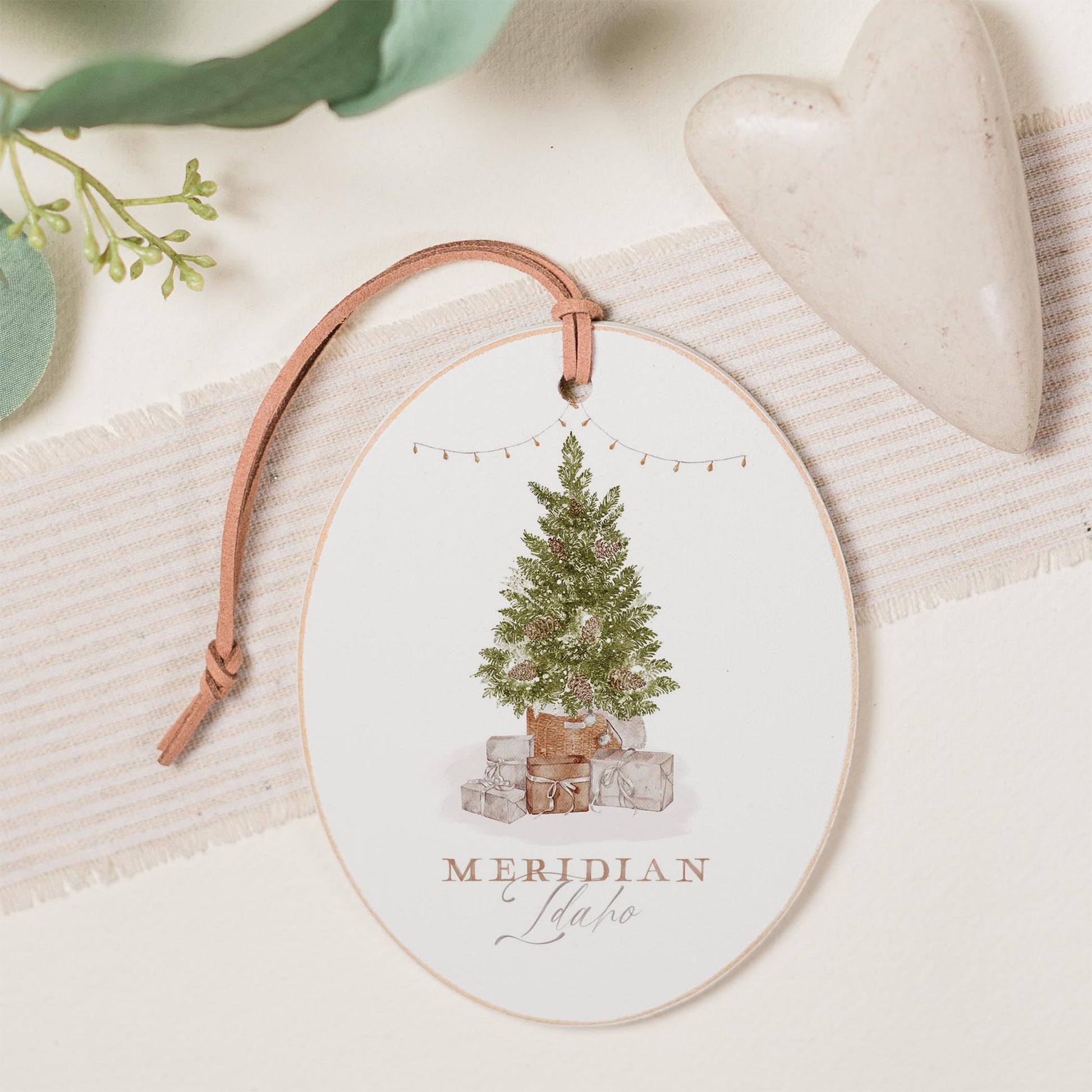 Oval Ornament-Christmas Cottage Tree Meridian Idaho -0