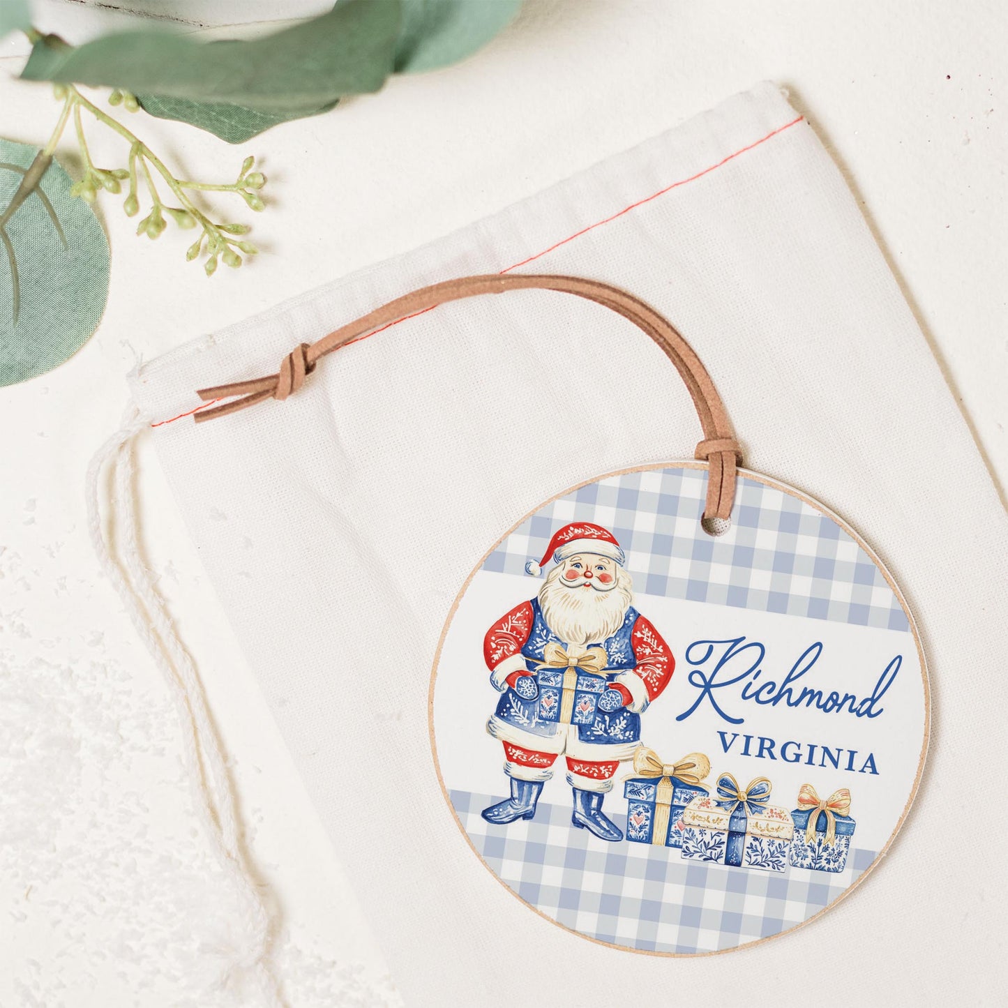 4" Round Ornament-Love+Local Blue Noel - A Grand Millennial Christmas