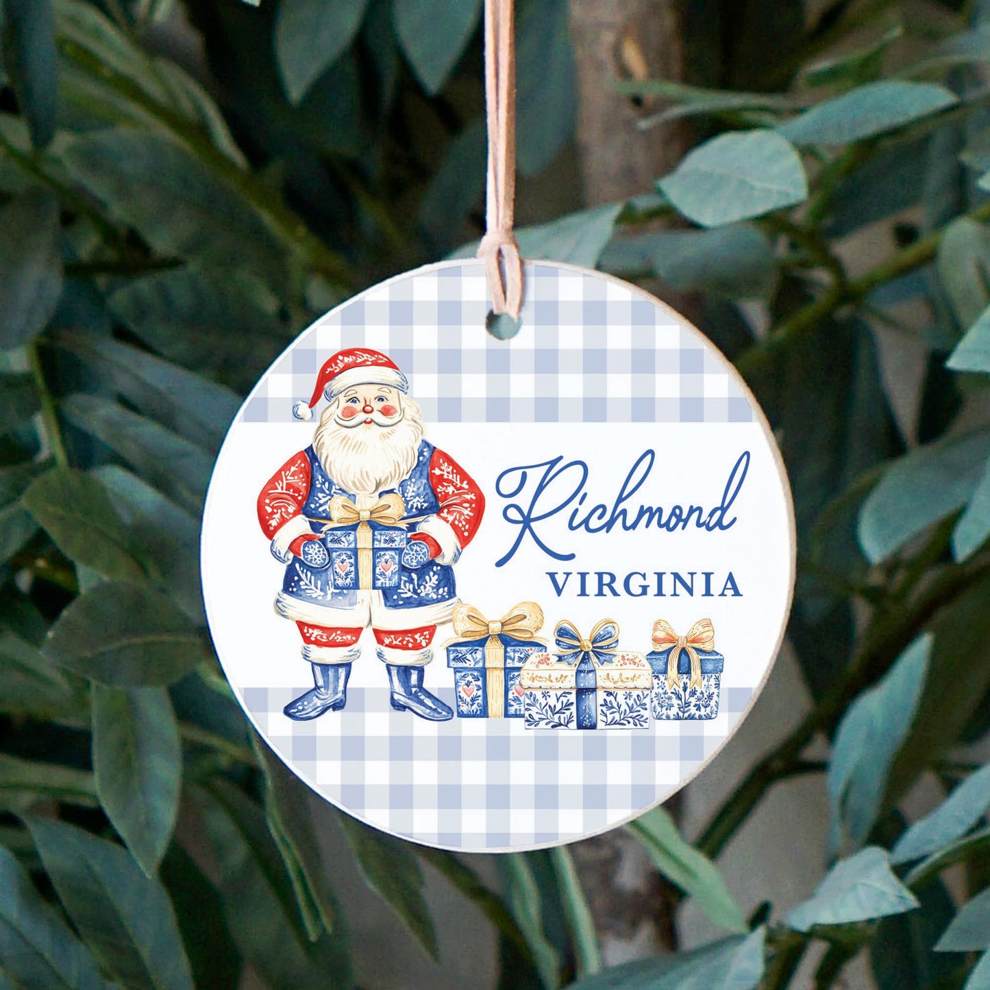 4" Round Ornament-Love+Local Blue Noel - A Grand Millennial Christmas
