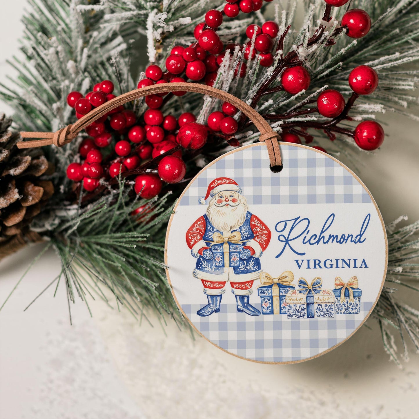 4" Round Ornament-Love+Local Blue Noel - A Grand Millennial Christmas