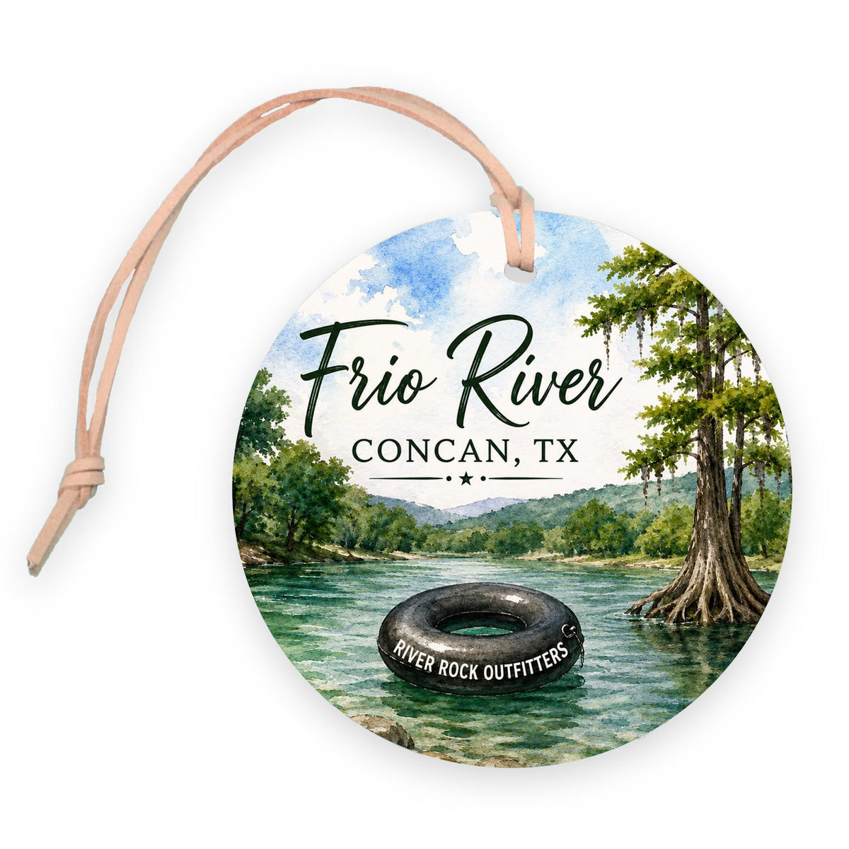 4" Round Ornament-Frio River Concan Texas -0