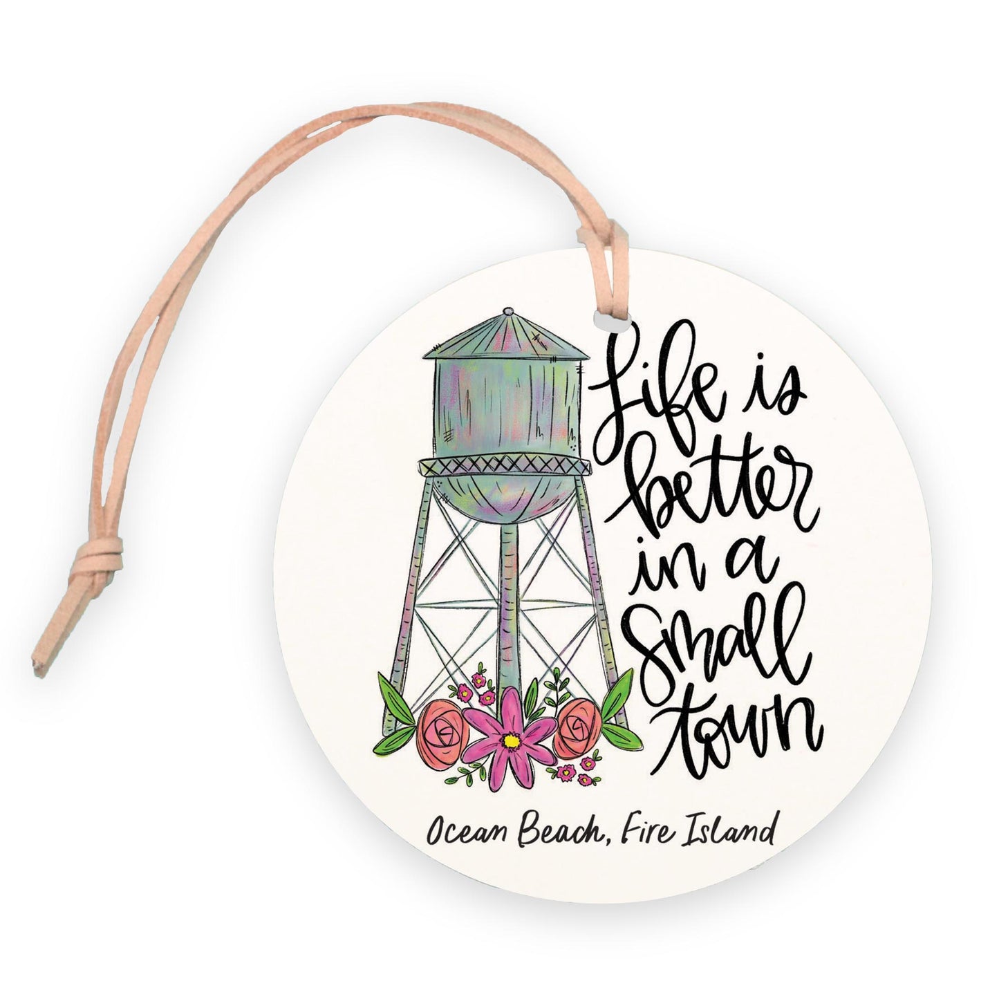 4" Round Ornament-Life Is Better Ocean Beach Fire Island -0