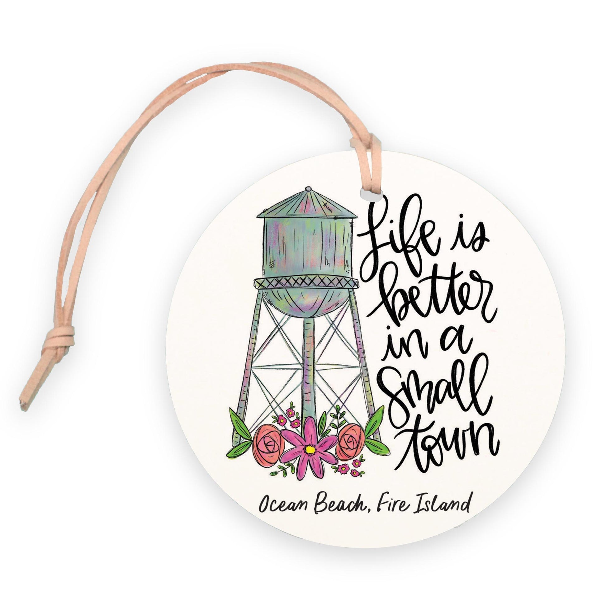 4" Round Ornament-Life Is Better Ocean Beach Fire Island -0