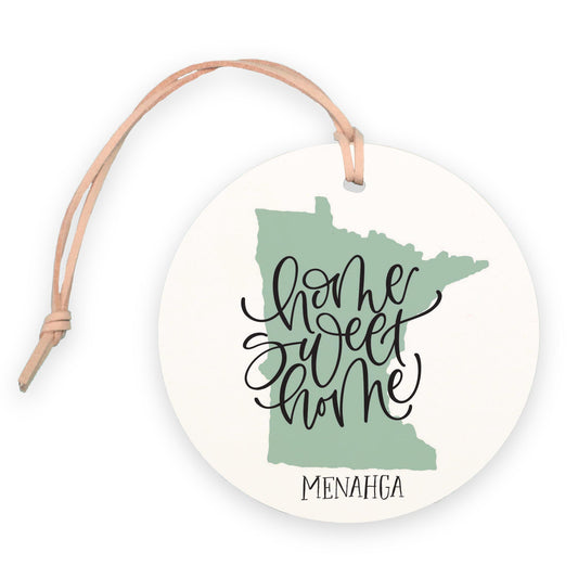 4" Round Ornament-Home Sweet Home Menahga Minnesota -0
