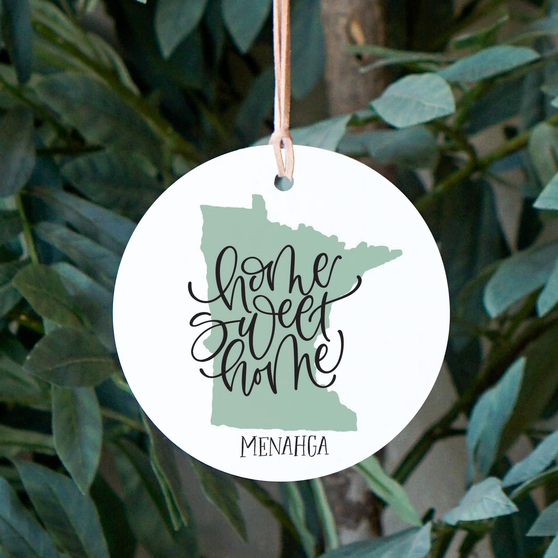 4" Round Ornament-Home Sweet Home Menahga Minnesota -2