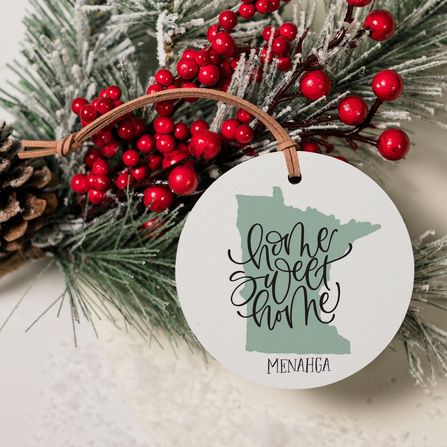 4" Round Ornament-Home Sweet Home Menahga Minnesota -3