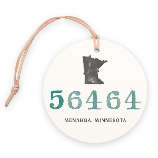 4" Round Ornament-Watercolor Zip Menahga Minnesota 56464 -0