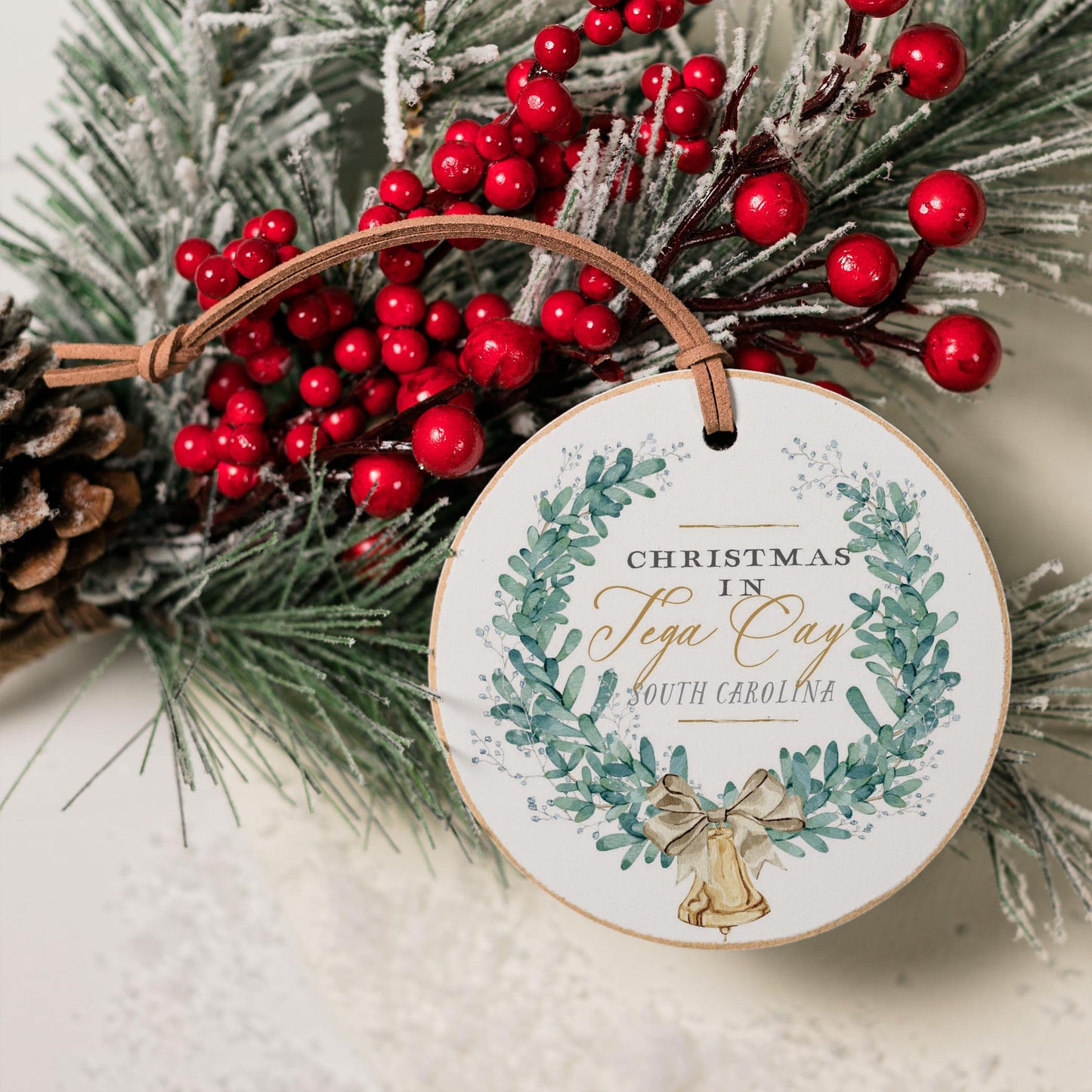 4" Round Ornament-Classic Christmas Tega Cay South Carolina -3