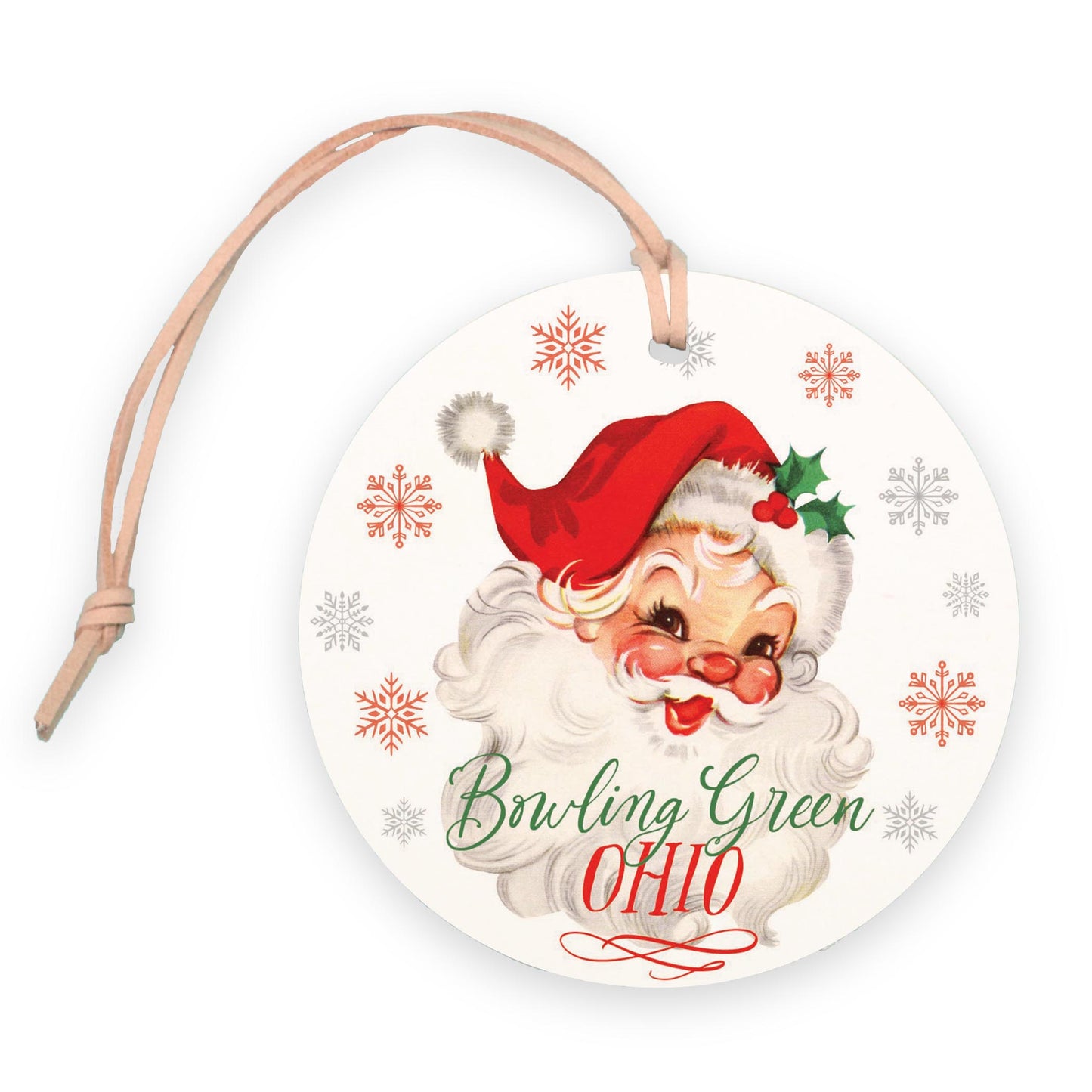 4" Round Ornament-Classic Santa Bowling Green Ohio -0