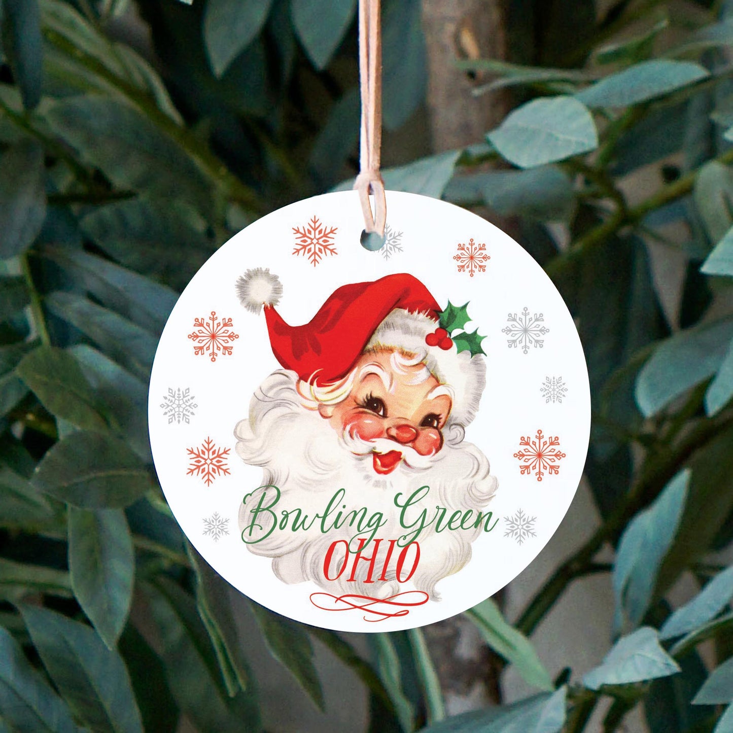 4" Round Ornament-Classic Santa Bowling Green Ohio -2