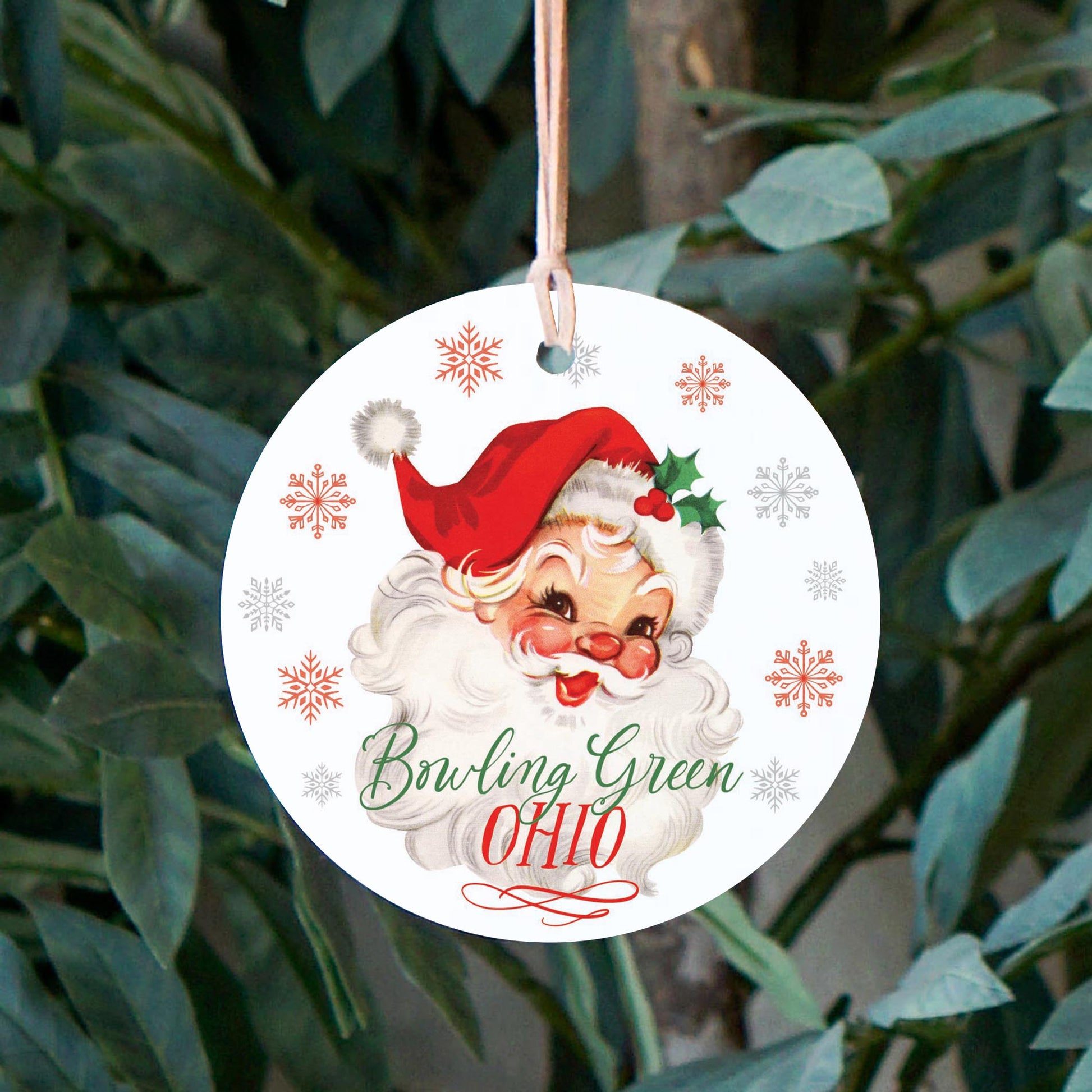 4" Round Ornament-Classic Santa Bowling Green Ohio -2