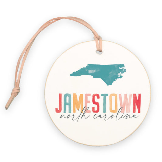 4" Round Ornament-Watercolor City Jamestown North Carolina -0