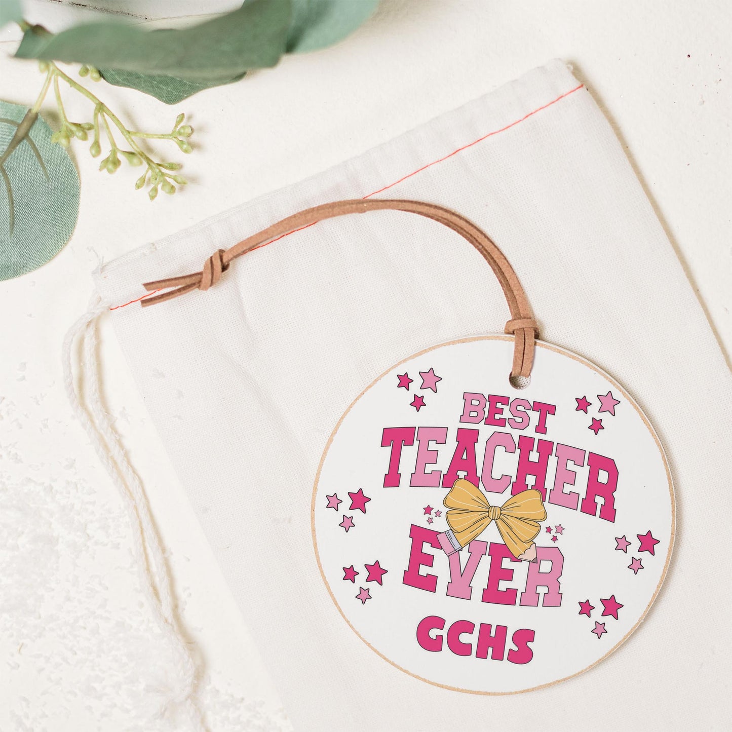 4" Round Ornament-Best Teacher Ever GCHS -1