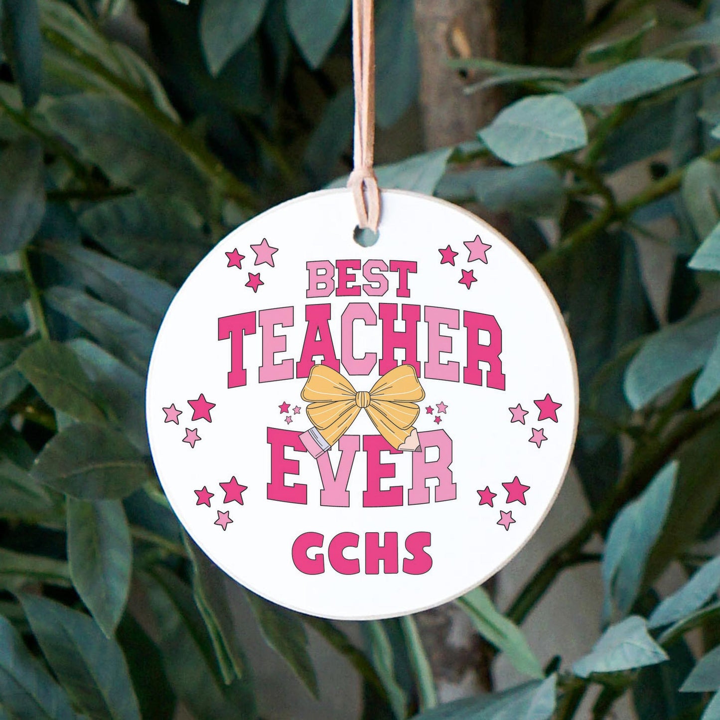 4" Round Ornament-Best Teacher Ever GCHS -2