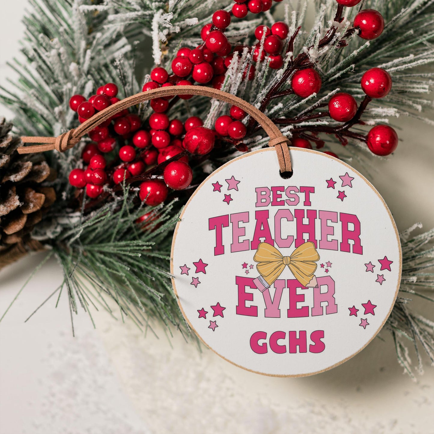 4" Round Ornament-Best Teacher Ever GCHS -3