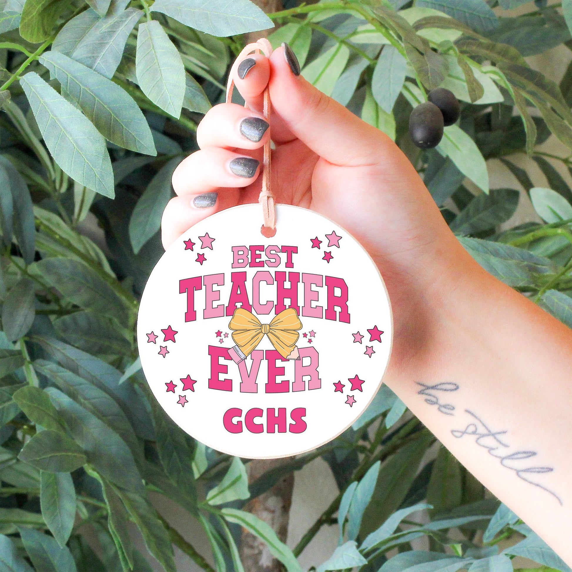 4" Round Ornament-Best Teacher Ever GCHS -4
