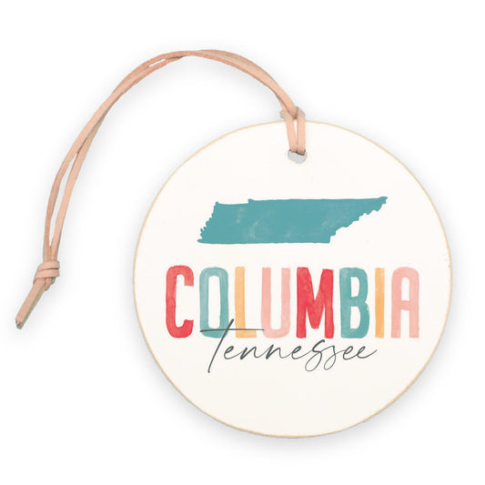 4" Round Ornament-Watercolor City Columbia Tennessee -0