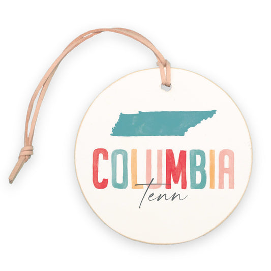 4" Round Ornament-Watercolor City Columbia Tenn -0