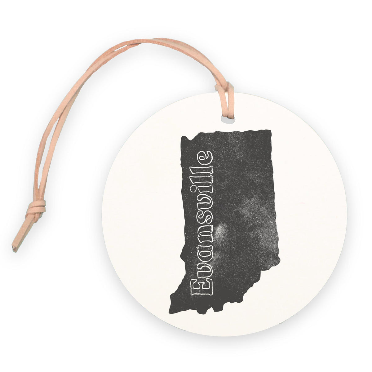 4" Round Ornament-Black Chalk State Evansville Indiana -0