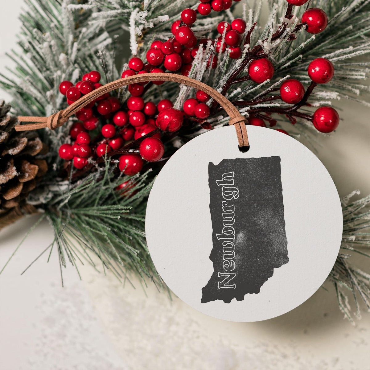 4" Round Ornament-Black Chalk State Newburgh Indiana -3