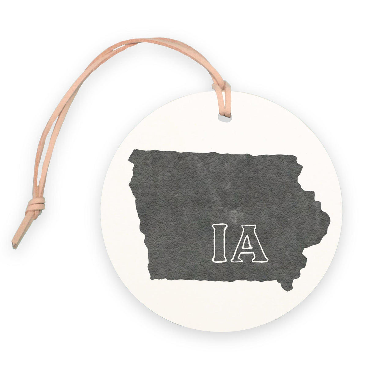 4" Round Ornament-Black Chalk State Iowa -0
