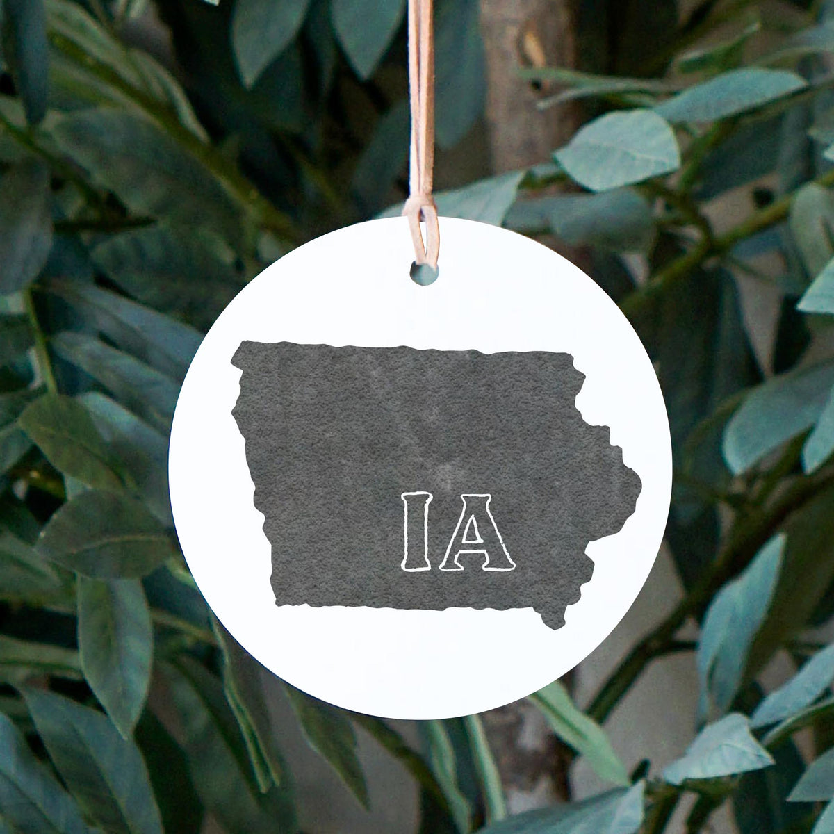 4" Round Ornament-Black Chalk State Iowa -2