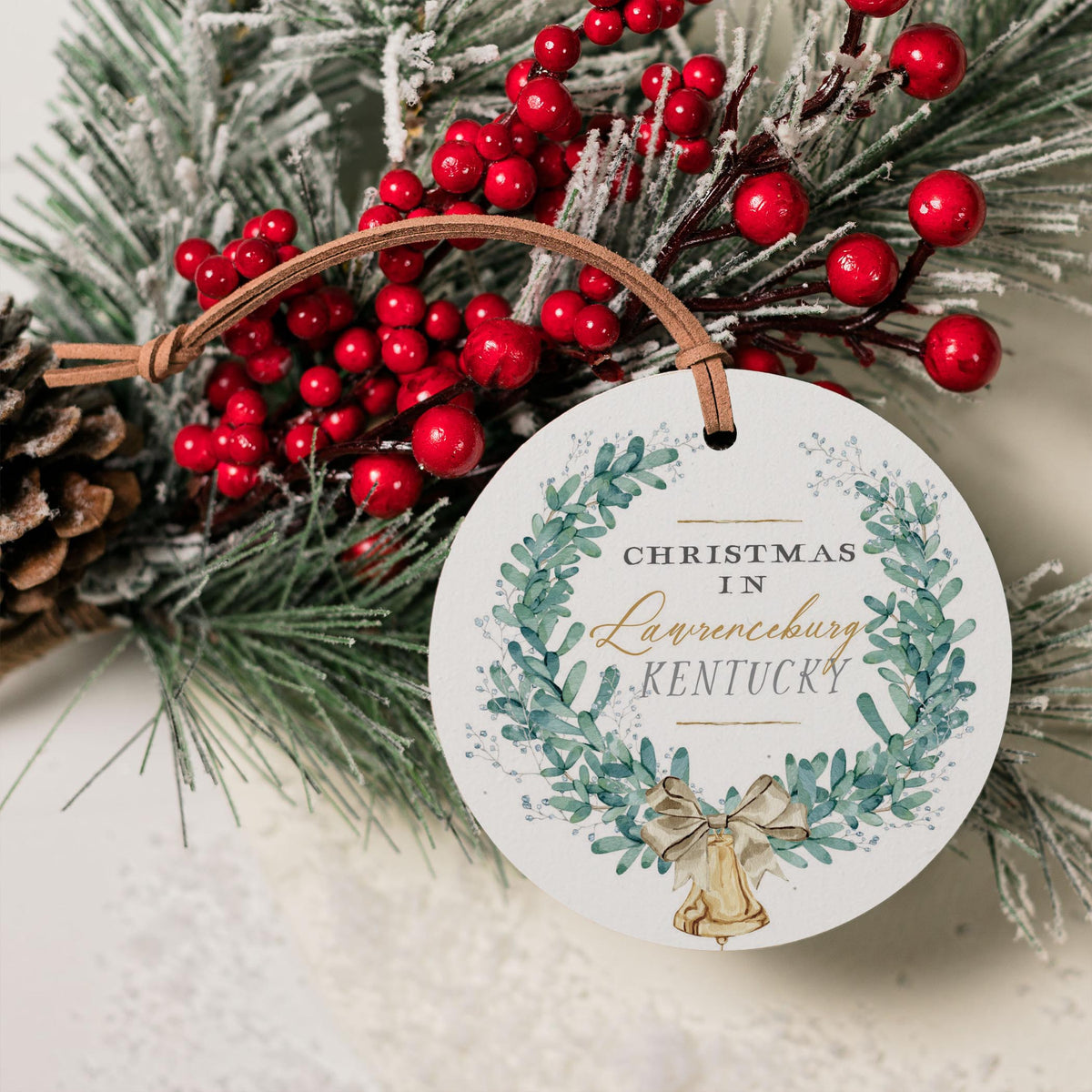 4" Round Ornament-Classic Christmas Lawrenceburg Kentucky -3