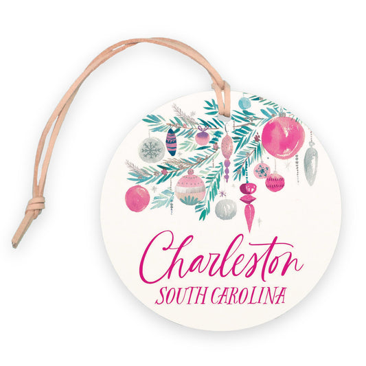4" Round Ornament-Watercolor Sugar Plum Branch -0