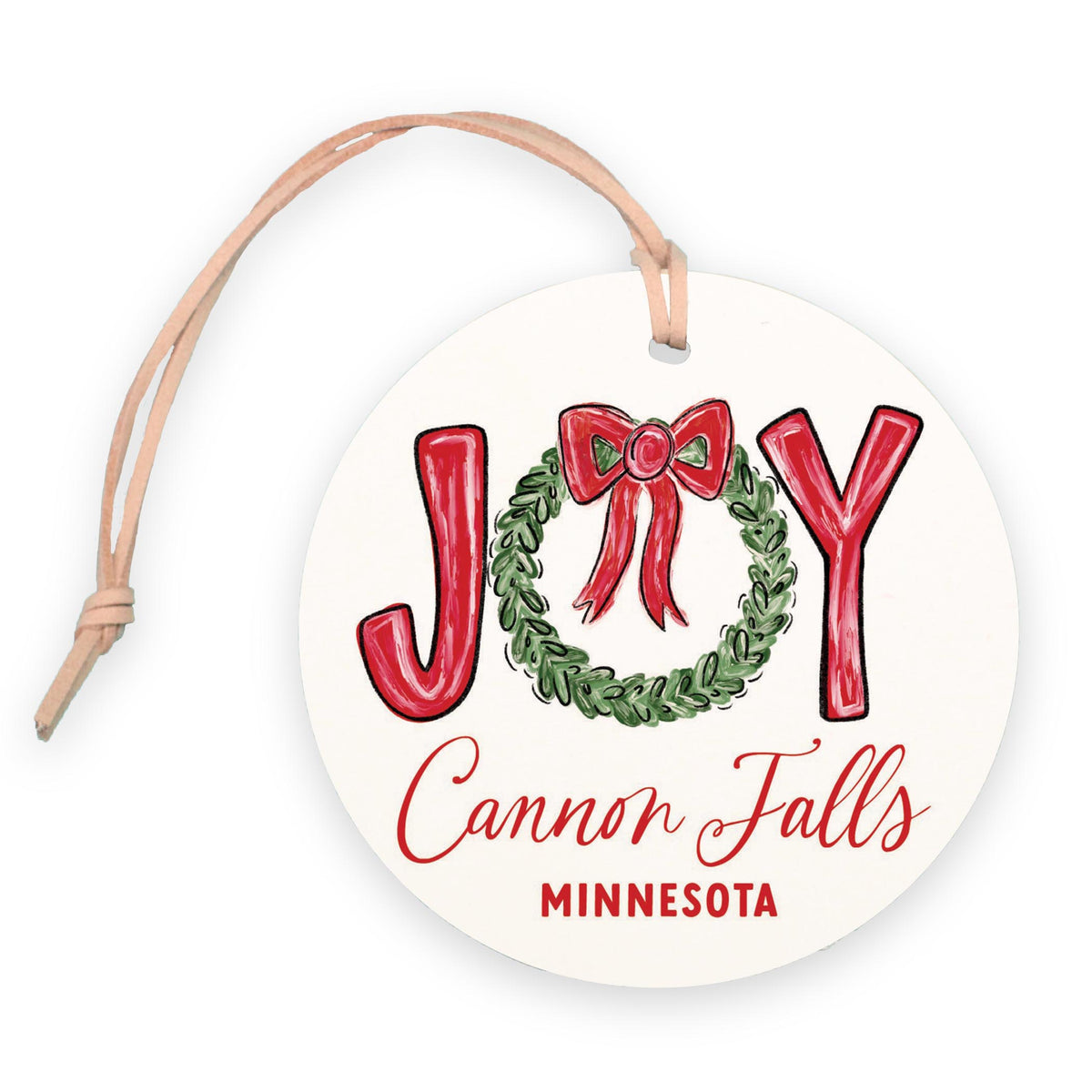4" Round Ornament-Make It Merry Cannon Falls Minnesota -0