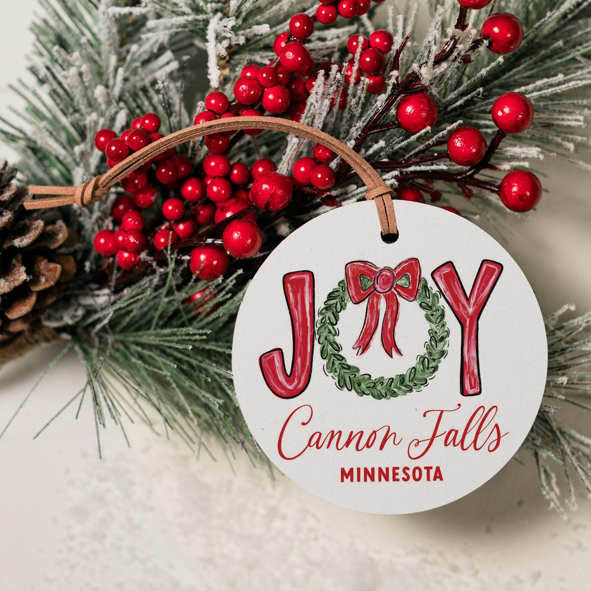 4" Round Ornament-Make It Merry Cannon Falls Minnesota -3