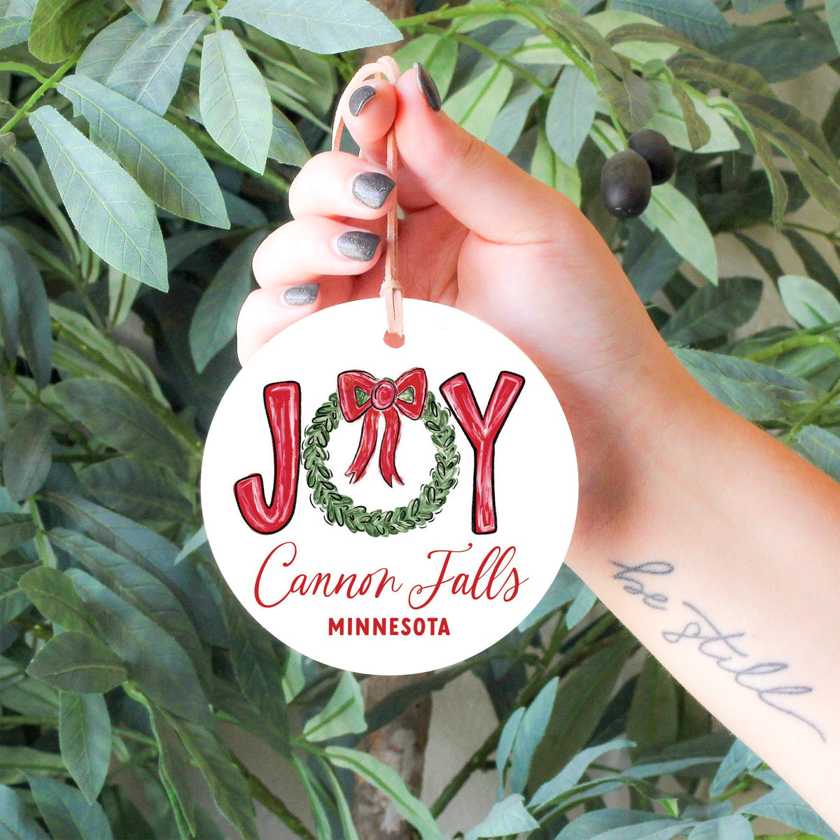 4" Round Ornament-Make It Merry Cannon Falls Minnesota -4