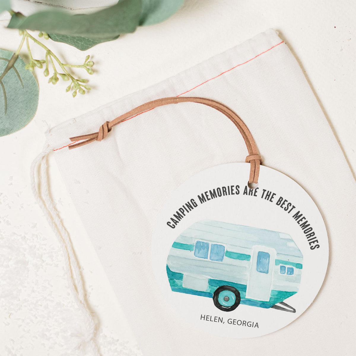4" Round Ornament-Camping Memories Helen Georgia -1