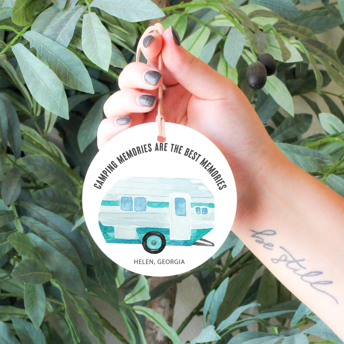 4" Round Ornament-Camping Memories Helen Georgia -4