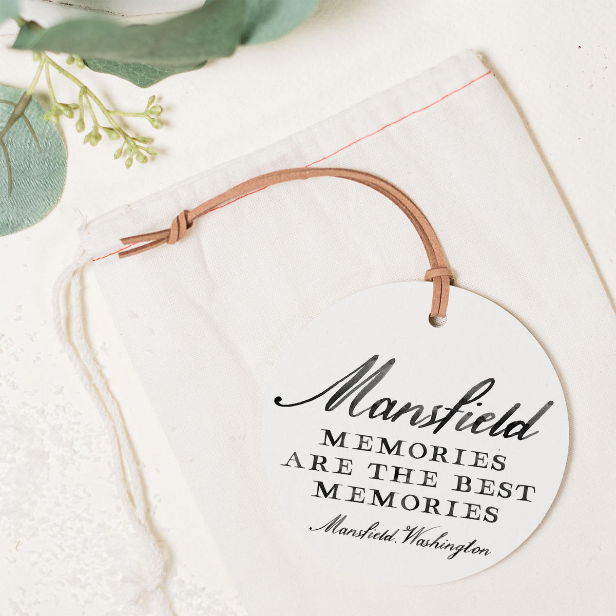 4" Round Ornament-Memories Mansfield Washington -1