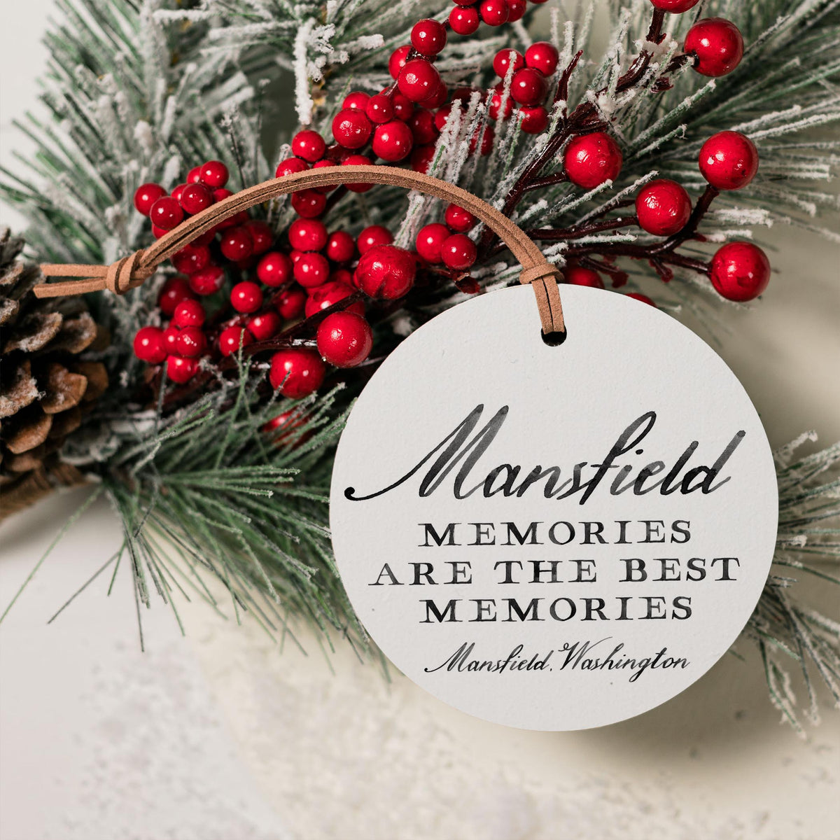 4" Round Ornament-Memories Mansfield Washington -3