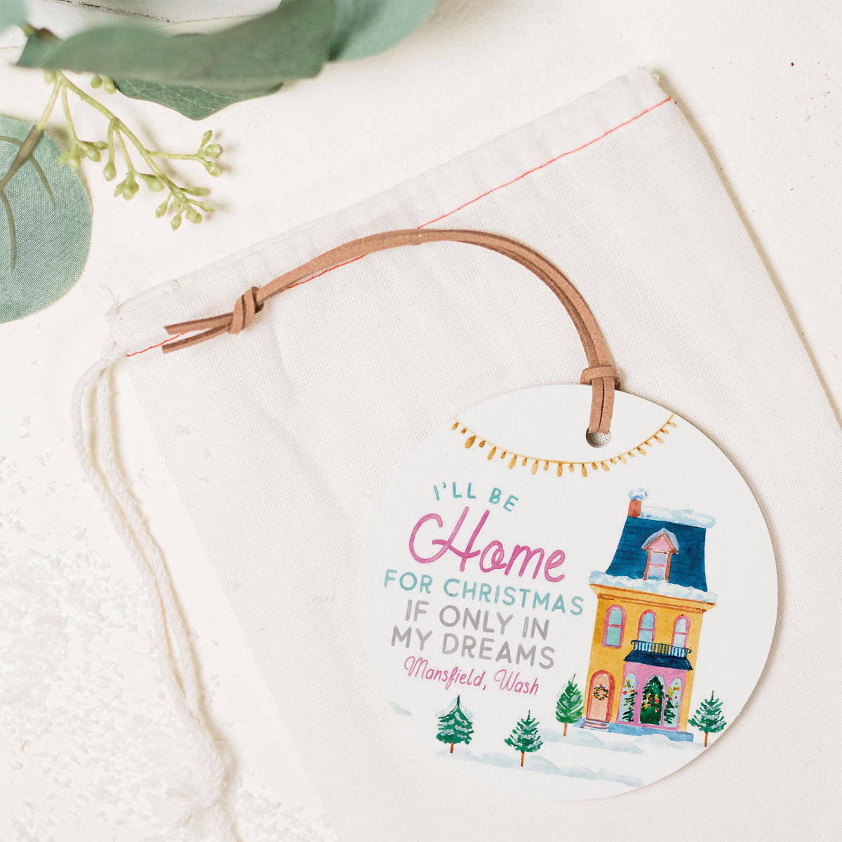 4" Round Ornament-I'll Be Home Mansfield Washington -1