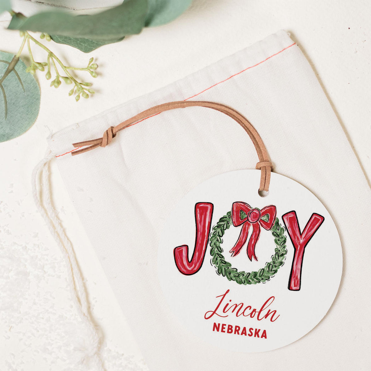 4" Round Ornament-Make It Merry Lincoln Nebraska -1