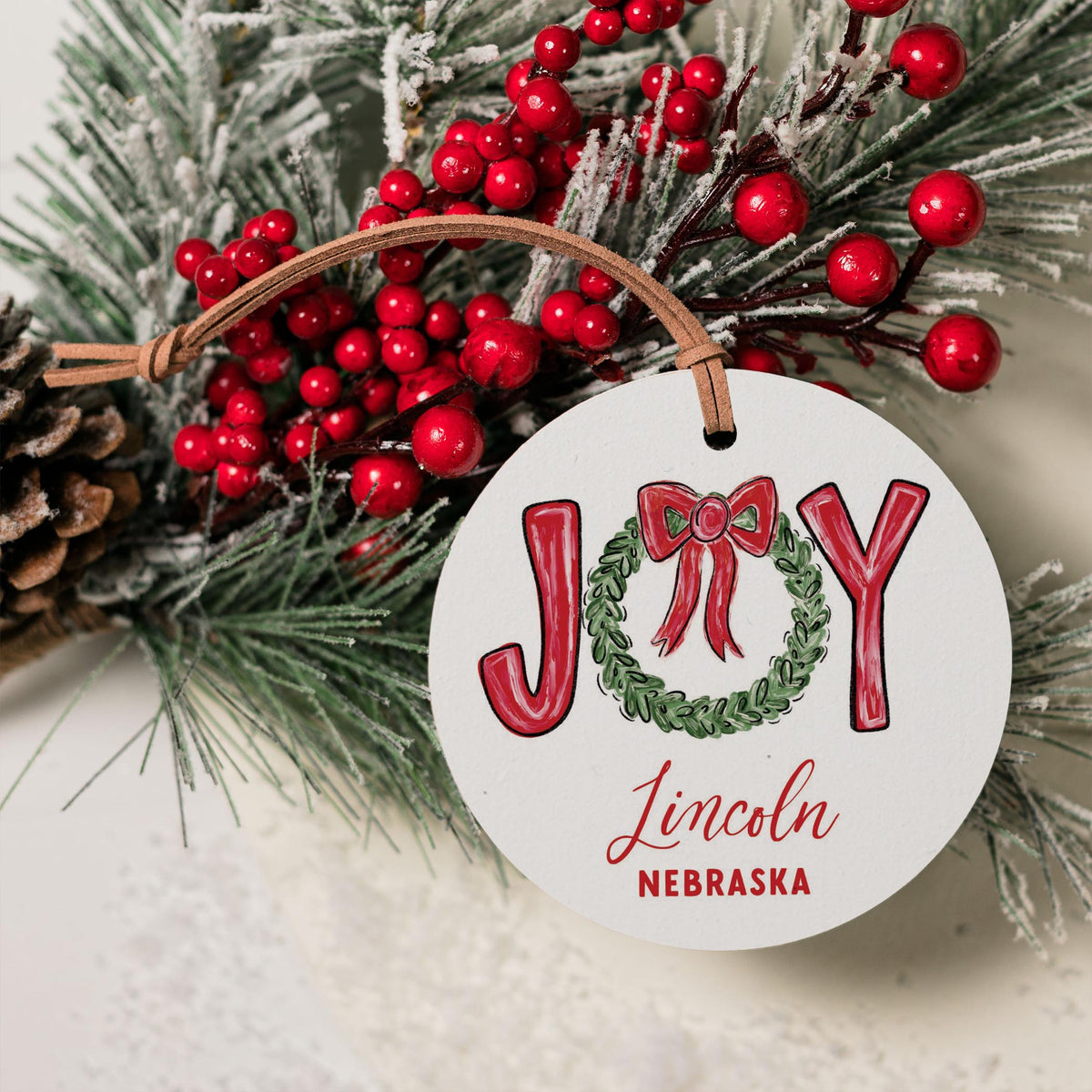4" Round Ornament-Make It Merry Lincoln Nebraska -3