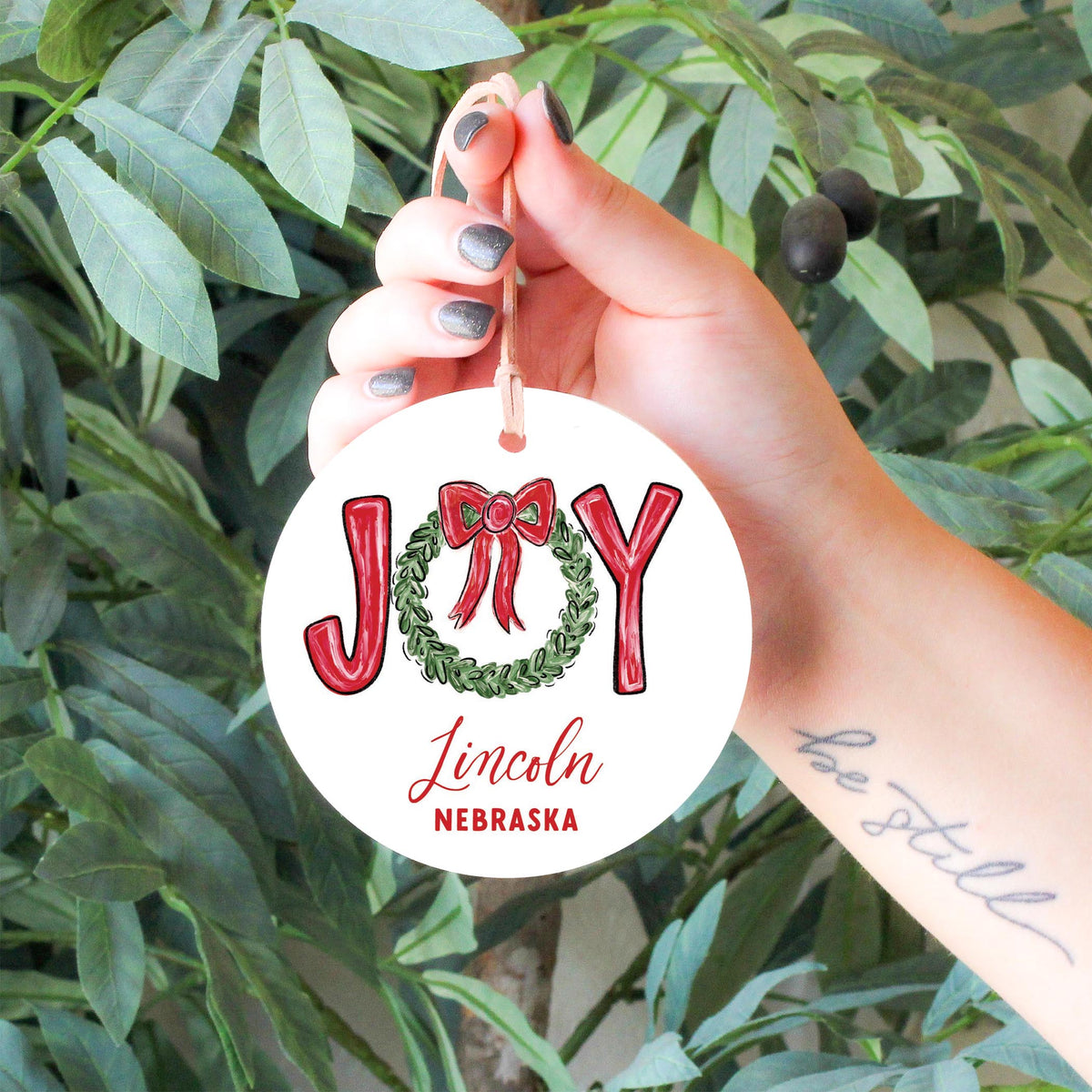 4" Round Ornament-Make It Merry Lincoln Nebraska -4
