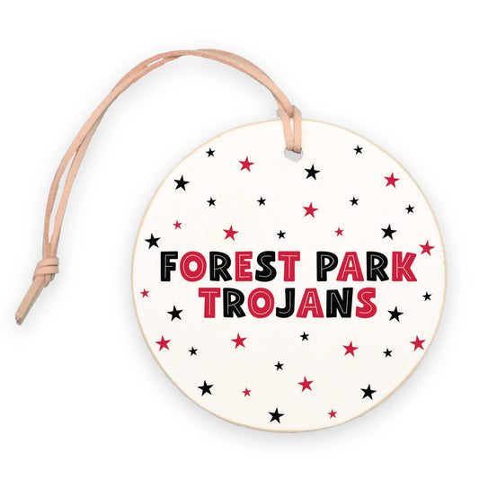 4" Round Ornament-Game Day Stars Forest Park Trojans -0