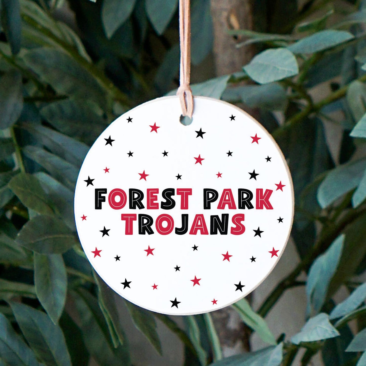 4" Round Ornament-Game Day Stars Forest Park Trojans -2