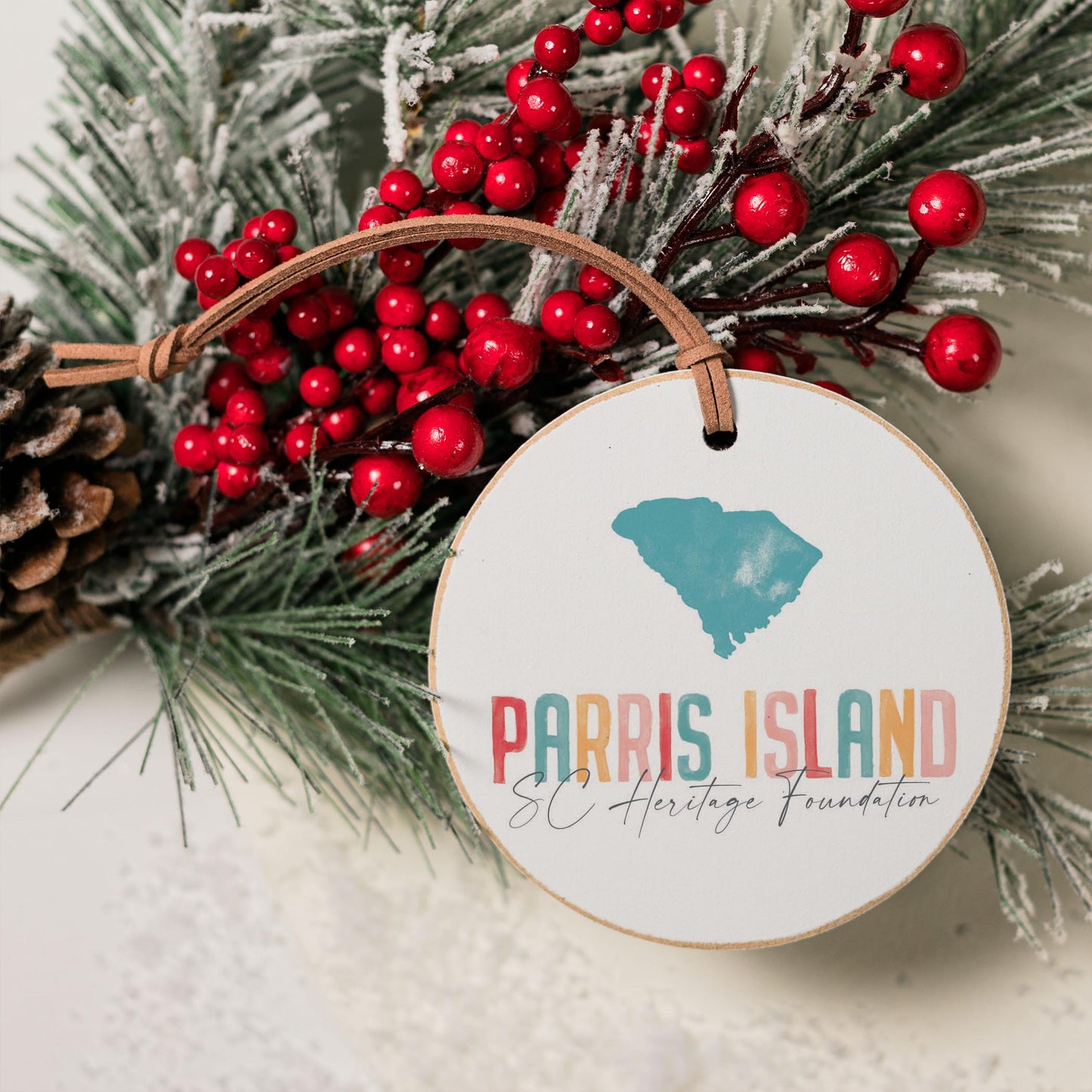 4" Round Ornament-Watercolor City Parris Island SC Heritage Foundation -3
