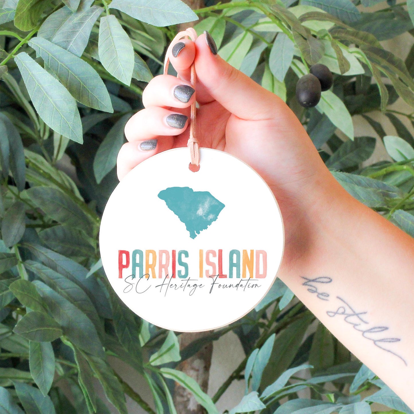 4" Round Ornament-Watercolor City Parris Island SC Heritage Foundation -4