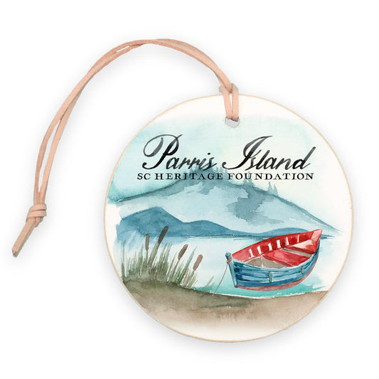 4" Round Ornament-Canoe Parris Island SC Heritage Foundation -0