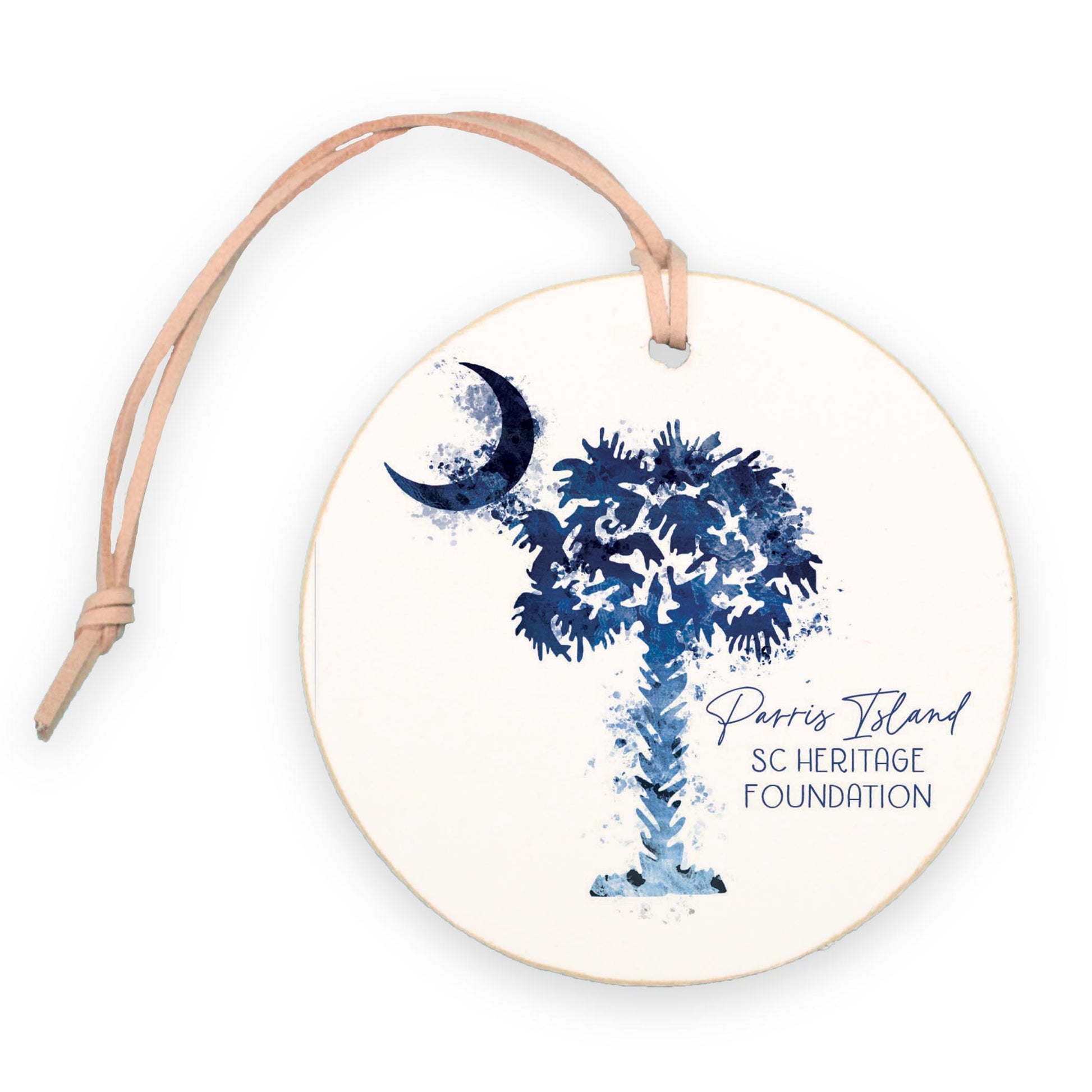 4" Round Ornament-Watercolor Palm Parris Island SC Heritage Foundation -0